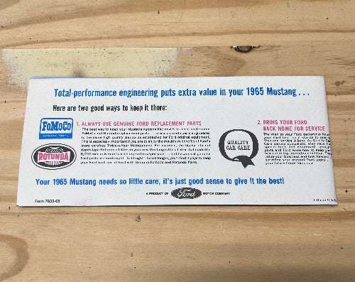 1965 FORD MUSTANG ORIGINAL OWNERS MANUAL NOS Mint VINTAGE MUSTANG COLLECTIBLE Brochure