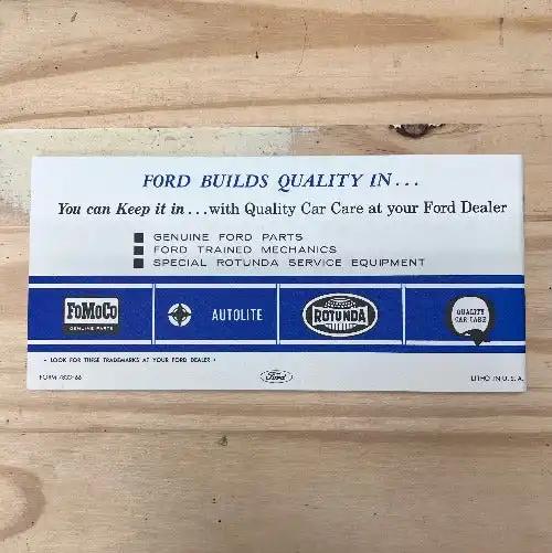 1966 FORD MUSTANG ORIGINAL OWNERS MANUAL NOS MINT VINTAGE MUSTANG COLLECTIBLE Brochure