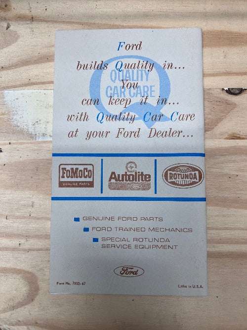 1967 FORD MUSTANG ORIGINAL OWNERS MANUAL NOS Mint VINTAGE MUSTANG COLLECTIBLE Brochure
