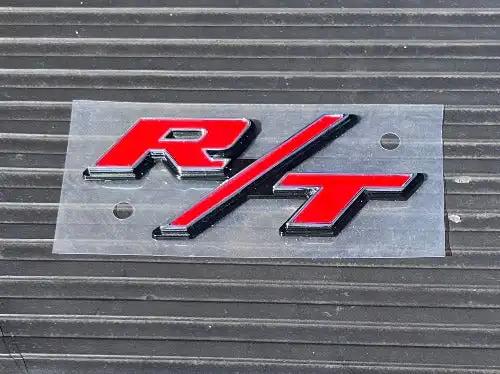 Dodge Challenger Charger RT Emblem Restoration Part EXC Condition OEM Red chrome plated border recessed black backing Great for the repair and restoration project