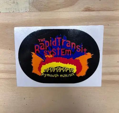 PLYMOUTH RAPID TRANSIT SYSTEM Decal Auto NOS. This relic has been stored for decades and measures 2 3/4 inches in width by 4 1/4 in length. It is a great addition.