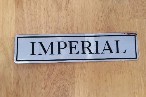 Plymouth Imperial Valve Cover Decal Silver Black Metallic Mopar Auto. This relic has been stored for decades and measures 2 inches in width by 8 inches in length.