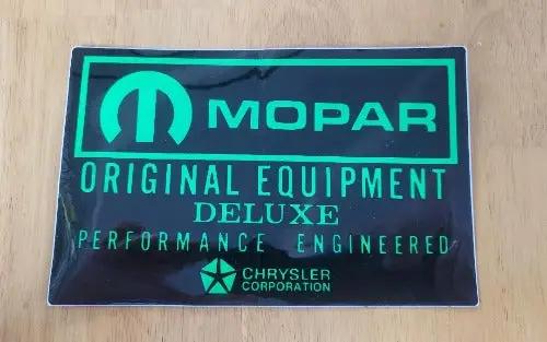 Mopar Original Equipment Decal Plymouth Chrysler Dodge Rectangle Auto This relic has been stored for decades and uniquely measures 4 in wide and the length is 6 in