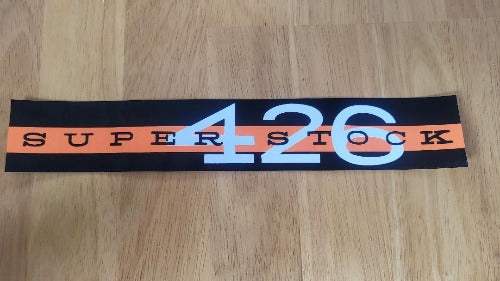 Plymouth 1963-64 Super Stock 426 Valve Cover Decal Fury Belvedere NOS relic has been stored for decades and measures 1.75 inches in width by 9.75 inches in lengthSuper Stock 426 Decal 1963-1964 Valve Cover Plymouth Fury Belvedere Mopar This relic has been stored for decades and measures 1.75 inches in width by 9.75 inches