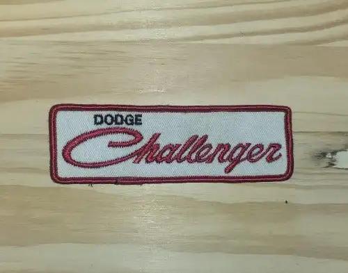 Dodge Challenger Patch Vintage Script Rectangle Auto MOPAR N.O.S. Item. This relic has been stored for decades and measures 1.5 in wide and the length is 4.5 in