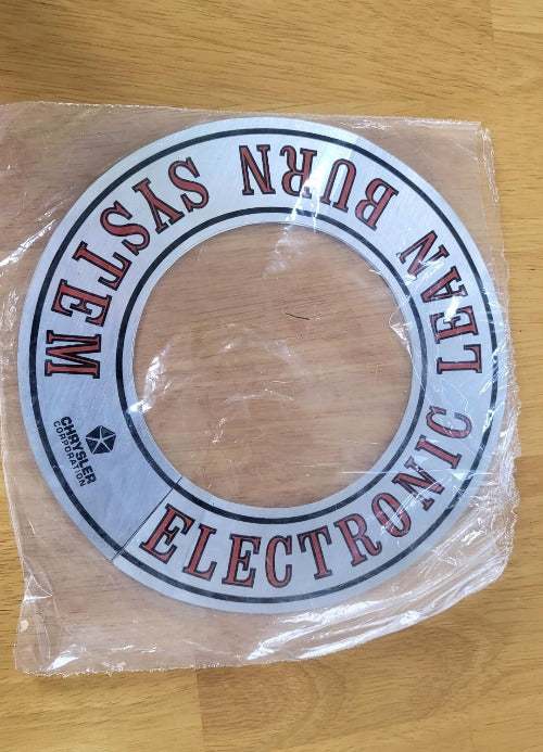 Chrysler 1977-80 Electronic Lean Burn System 7 half Air Cleaner Decal relic has been stored safely away for decades and measures 7.5 inch circle for your restoration