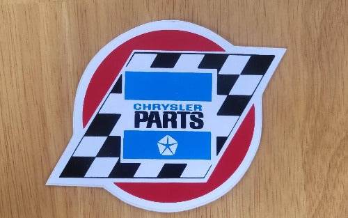 Chrysler Parts Window Sponsorship Decal Pentastar Mopar Cross Flags NOS EXC relic has been stored away safely for decades and measures approximately 4 inch circle