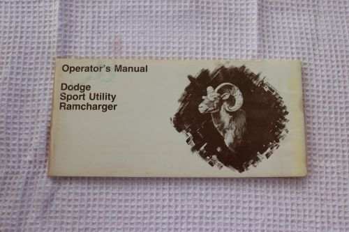 1975 DODGE RAMCHARGER Brochure 1975 Dodge Sport Utility RAMCHARGER Owner's Manual 62 pages of information and specifications. New Old Stock item of a great classic