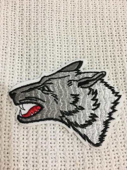 Grey WOLF HEAD Patch