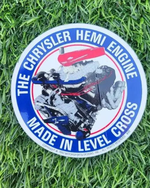 Chrysler Hemi Engine Sponsorship Window Decal Made In Level Cross Parts Relic has been safely stored away for decades and measuring approximately 4 inches circle for