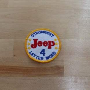 JEEP Patch Strongest 4 Letter WORD Stars Auto MINT Vintage NOS. Excellent new old stock condition, never been used or displayed. Make your own garment or displayed