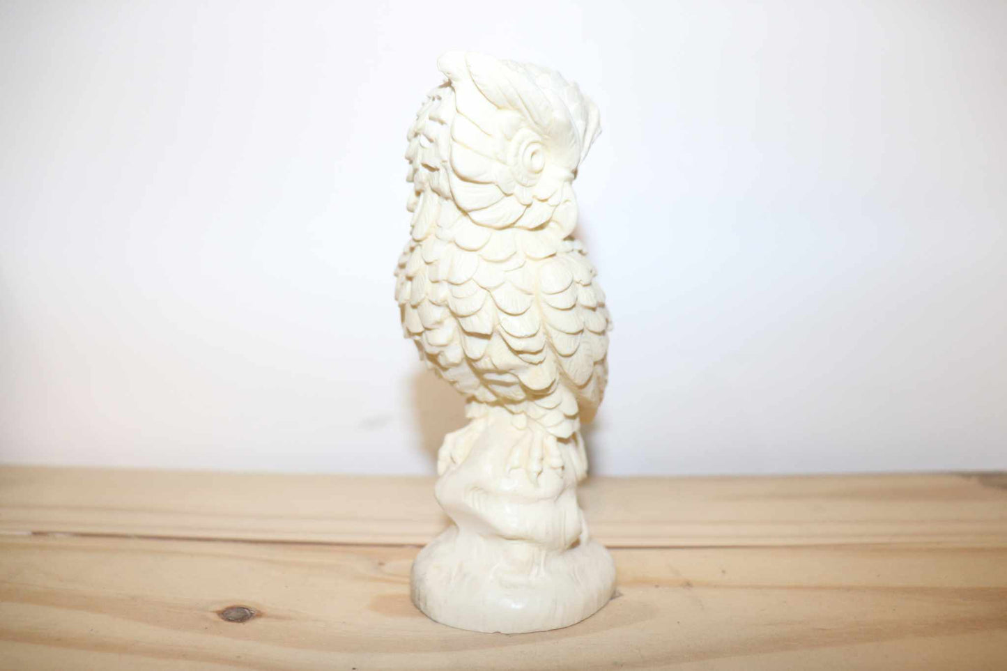 Owl Santini Sculpture 1970s vintage animal collectible.  Detailed resin, solid and has some weight to it.  A.Santini artist carved on the reverse side