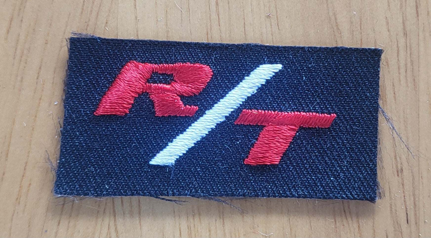 R T Patch Block Lettering Small Iron on Embroidered Auto N.O.S. Item DODGE This relic has been stored away from when it was made in different process approx 20+ yrs