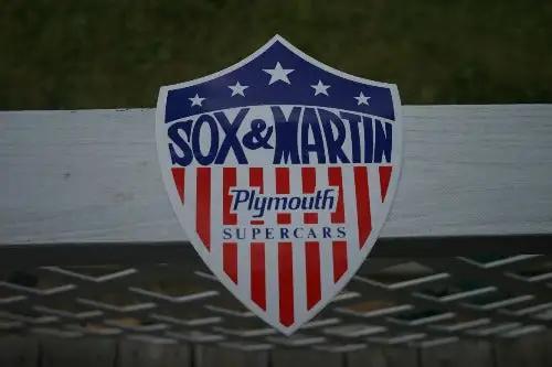 Plymouth SOX and MARTIN DECAL SUPERCARS Patriotic Shield Logo NOS Item Measures approximately 8 x 5.5 inches decades of hobby collection gone wild is your gain
