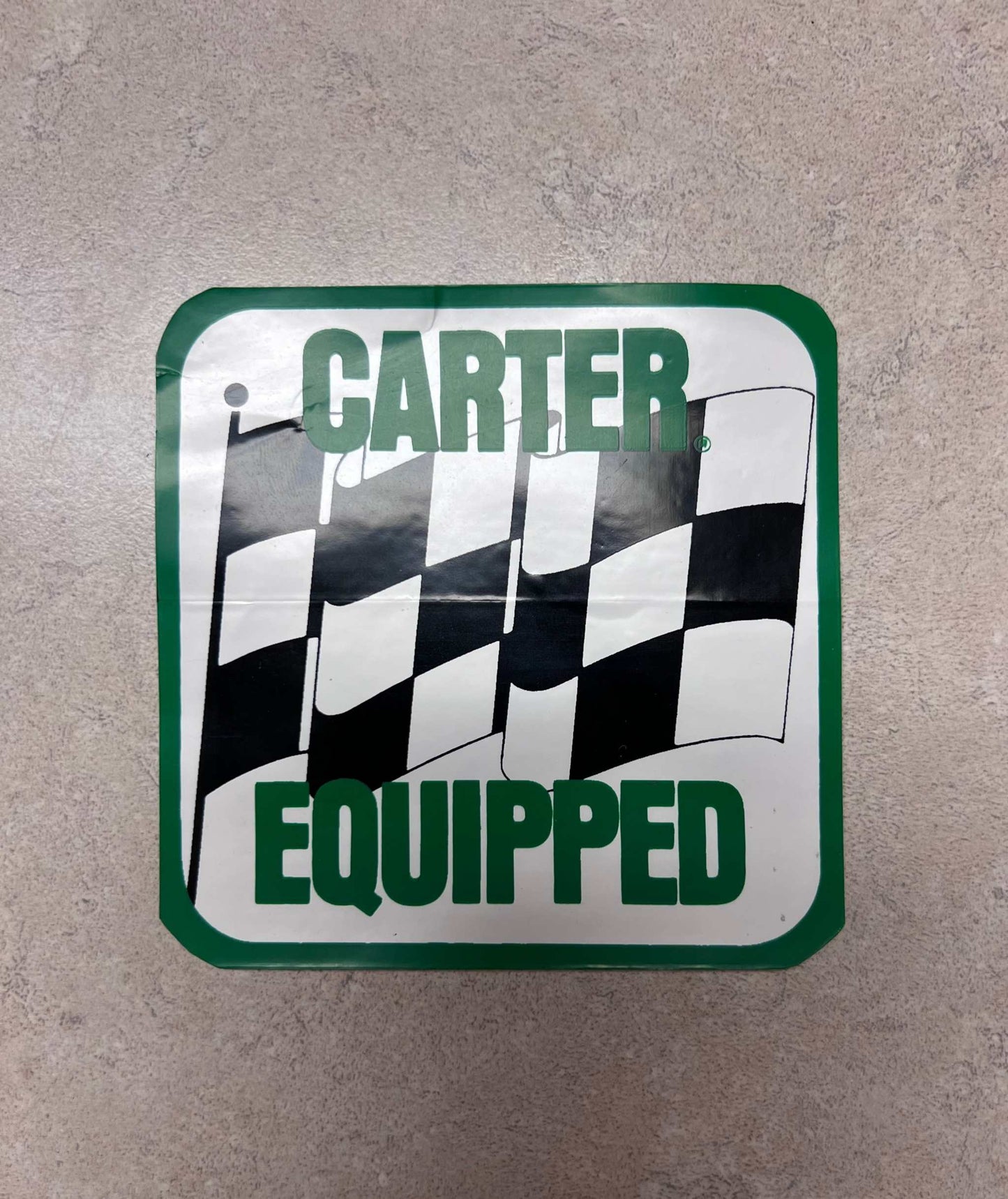 Carter Equipped Cross Flags Hydraulic Engine Parts Racing Decal EXC Item Relic has been stored away safely for decades and measures approximately a 3.5 inch square