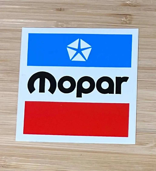 Mopar Pentastar Logo 3 inch Decal Shop Restoration N.O.S. EX Condition relic has been stored away safely for decades and approximately measures 4 inch square