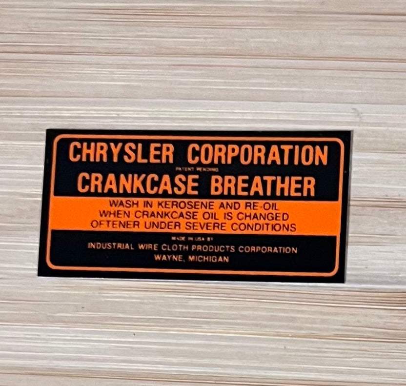 Chrysler 1937-56 6 Cylinder Oil Filler Cap Decal Crankcase Breather NOS Restoration Relic has been stored away safely for decades and measures approximately 1 in x 2 in