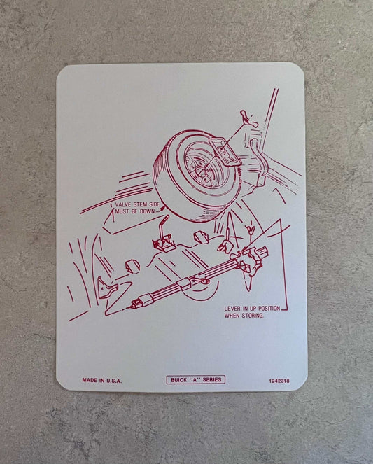 Buick 1973-78 Century Regal Specialty Tire Stowage Reg Wheels Decal A Series Restoration Relic has been safely stored away for decades and measures approximately