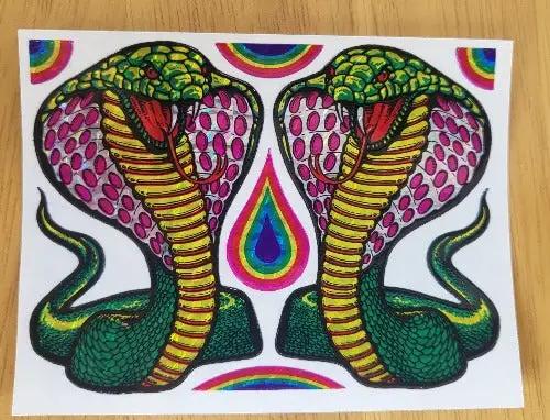 Cobra Iridescent DECAL Sheet Reptiles Animals Vintage Cool from 70's. Turning back the clock big time with this adhesive decal. Relic sheet measures approx 3 x 4 in