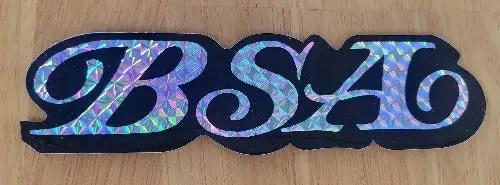 BSA Motorcycle Iridescent DECAL Italic Block 1970s Vintage RETRO NOS Turning back the clock big time with adhesive decal This relic measures approx 1.5 in x 7 in
