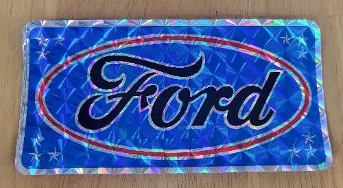 Ford Script Logo 1970s Iridescent DECAL Bumper Sticker Vintage Mint Turning back the clock big time with this adhesive decal. This relic measures 3 inches x 6 inches