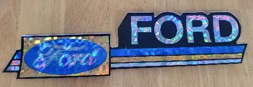 Ford Script 1970s Iridescent DECAL Vintage Bumper sticker N.O.S. Mint Turning back the clock big time with adhesive decal This relic measures approx 3 in x 10 in