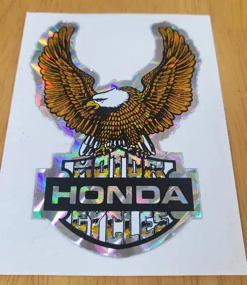 Honda Eagle Wings DECAL 1970s Iridescent Logo Motorcycle WOW RETRO Turning back the clock big time with this adhesive decal. The relic measures approx 3.5 in x 2.25