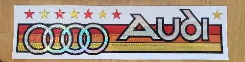 AUDI DECAL Logo 1970s Iridescent Block Bumper sticker WOW RETRO COOL Turning back the clock big time with this adhesive decal relic measures approx 2.75 in x 12 in