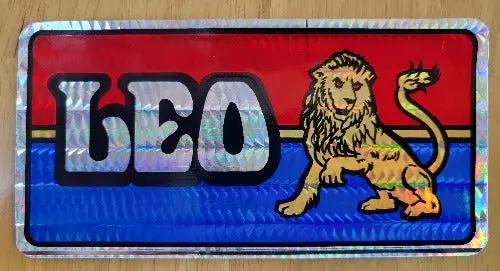 Leo Horoscope Astrology Decal 1970s Iridescent Eclectic Vintage NOS Turning back the clock big time with this adhesive decal relic measures approx 3 in by 6 inches