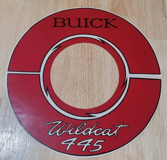 Buick 1964-66 10 Inch Wildcat 445 Air Cleaner Red Clear Decal N.O.S. Relic has been safely stored away for decades and measures approximately 10 inch circle