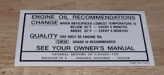 Buick GM 1968-69 Canada Oil Change Decal New Old Stock Excellent Condition Relic has been safely stored away for decades and measures approximately 2.75 inches x 5.2