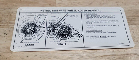 Buick 1983 Century Wheel Cover Instruction Decal New Old Stock EXC Condition Relic has been safely stored away for decades and measures approximately 4 inch x 8 inch