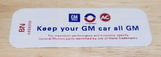 Buick GM 1969 GS 350 2V HD Decal Keep Your GM All GM New Old Stock Relic has been safely stored away for decades and measures approximately 1.5 inch x 4.5 inches