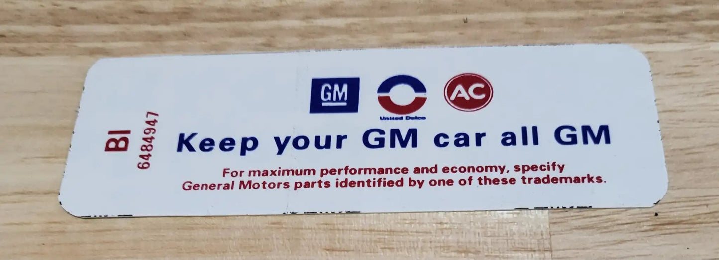 Buick GM 1969 GS 350 4V 430 4V HD Decal Keep Your GM All GM NOS EXC Relic has been safely stored away for decades and measures approximately 1.5 inch x 4.5 inches