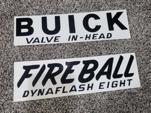 Buick Fireball 1942 1949 Dynaflash Eight Valve Cover Decal Black Relic has been safely stored away for decades and measures approximately 2.75 inch x 9.5 inches 