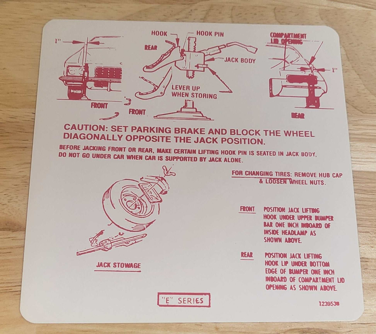 Buick 1972 Riviera Jack Instructions Decal E Series N.O.S. EXC Restoration Relic has been safely stored away for decades and measures approximately 5 inch square