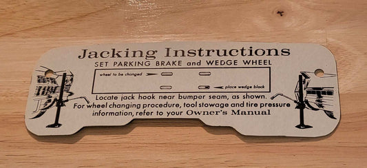 Cadillac 1964 Jack Instructions Decal Restoration Card EXC Condition N.O.S. Rare Relic has been safely stored away for decades and measures approximately a 2.75 inch
