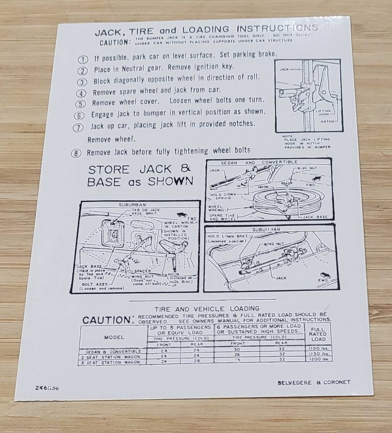 Dodge 1966-67 Belvedere Coronet Jack Instructions Decal Restoration EXC Relic has been safely stored away with care for decades measures approximately 1.25 inch x 3