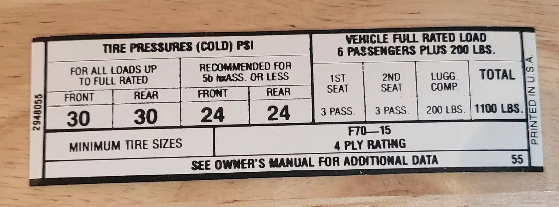Dodge Charger Coronet 1968 Plymouth Belvedere Tire Pressure Decal NOS EXC Relic has been safely stored away for decades and measures approximately 1 in x 4 in 294805