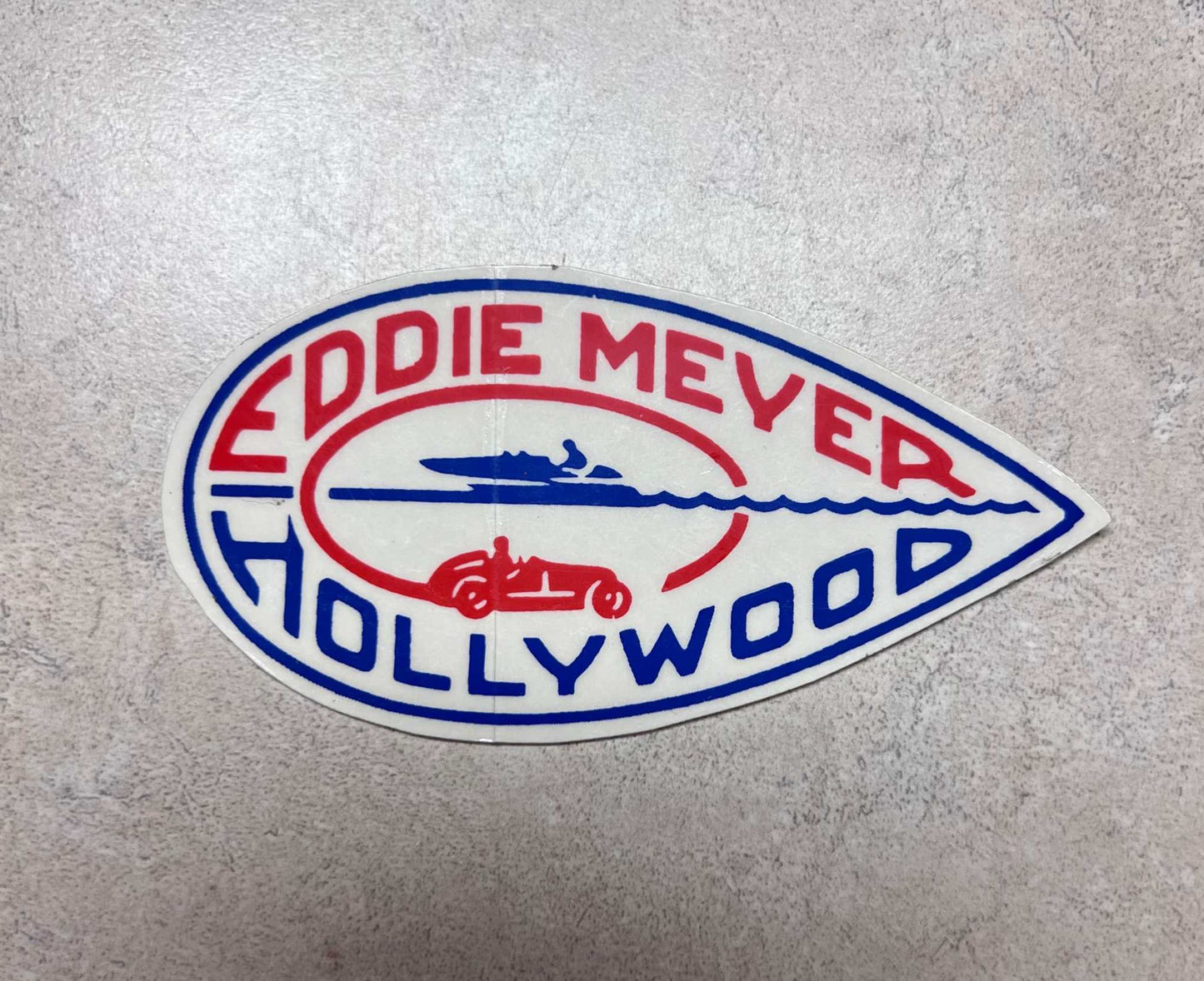 Eddie Meyer Hollywood Manifold Intake Parts Decal Racing Window EXC Relic has been stored away safely for decades and measures approximately a 2 inch x 3.75 inch