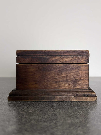 Vintage wooden trinket box with tiled yellow rose top. Adorable treasure chest, unique accessory and well made.  The box is 7 1/4 inches long, 4 inches wide and