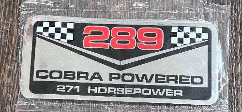 289 Cross Flags Cobra Powered 271 Horsepower Decal Valve Cover 1964-1973 Mustang