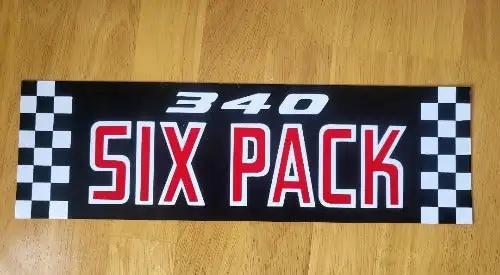 340 Six Pack Decal 1970-1971 Black Cross Air Cleaner Decal Mopar NOS Relic has been stored for decades and measures 4 inches in width by 13 inches in length. 