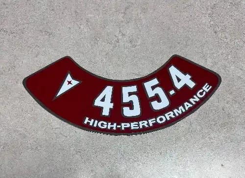 Pontiac 455 4 High Compression Decal 1970s Air Cleaner Various Models Red and Silver Metallic Colour New Old Stock Item. Relic has been stored safely away for decades