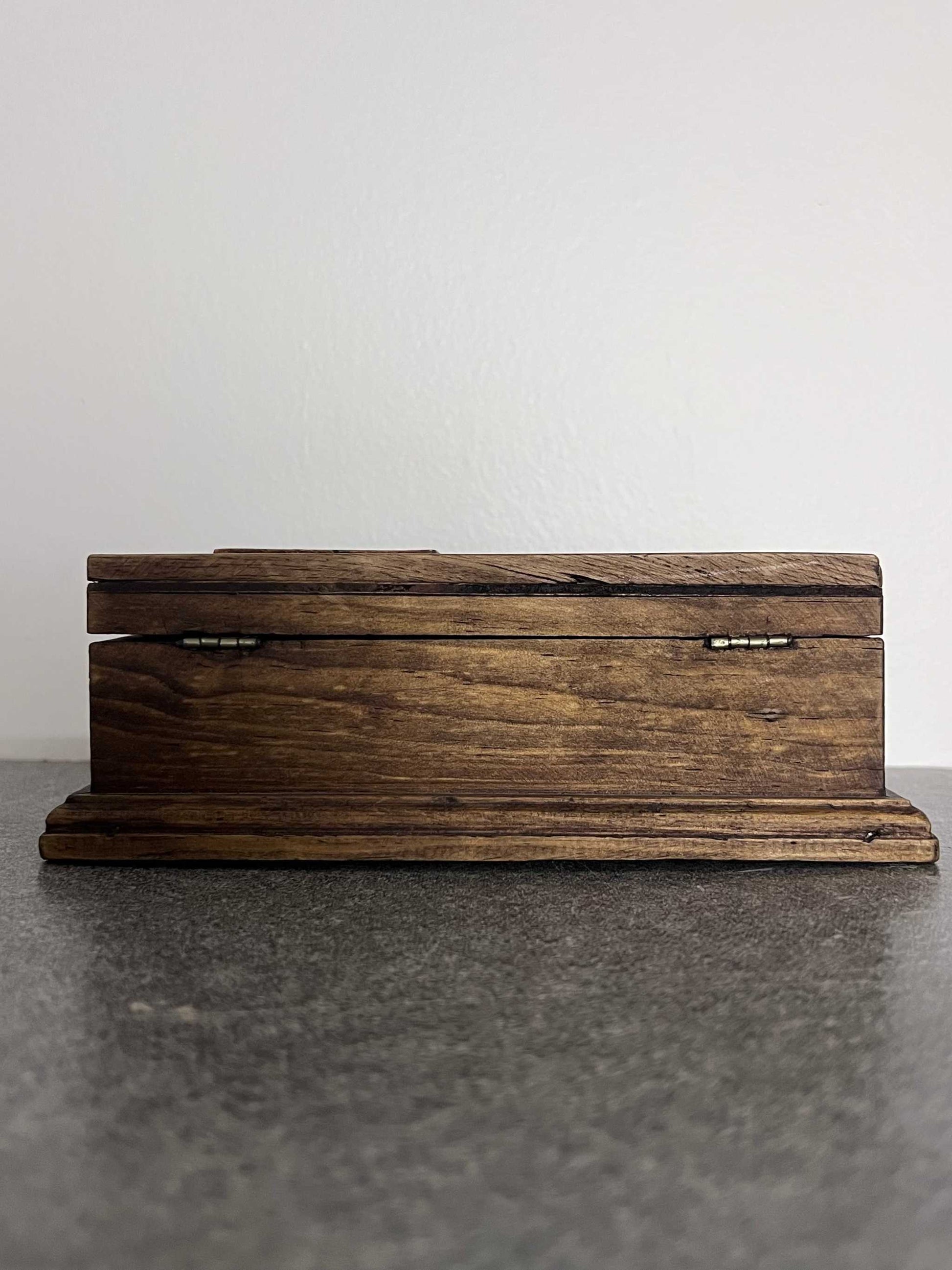 Vintage wooden trinket box with tiled yellow rose top. Adorable treasure chest, unique accessory and well made.  The box is 7 1/4 inches long, 4 inches wide and