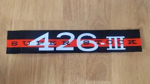 Super Stock 426 III Decal 1964 Plymouth Valve Cover Mopar Auto. This relic has been stored for decades and measures 1.75 inches in width by 9.75 inches in length.