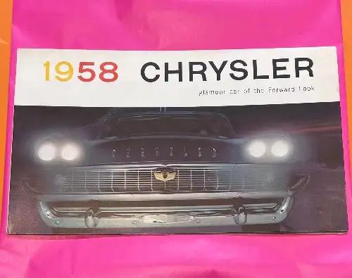 CHRYSLER Brochure 1958 Glamour Car of the Forward Look Mint NOS EXC featuring 12 glamorous new models in 3 luxurious series New Yorker, Saratoga, and Windsor during 
