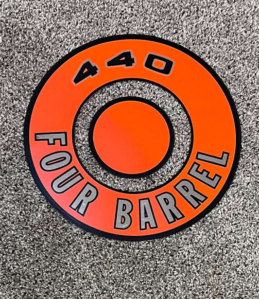 Dodge Plymouth 1966-71 440 Four Barrel Orange Air Cleaner Decal EXC 2 PC Restoration Relic has been safely stored away for decades and measures approximately 10.5 in