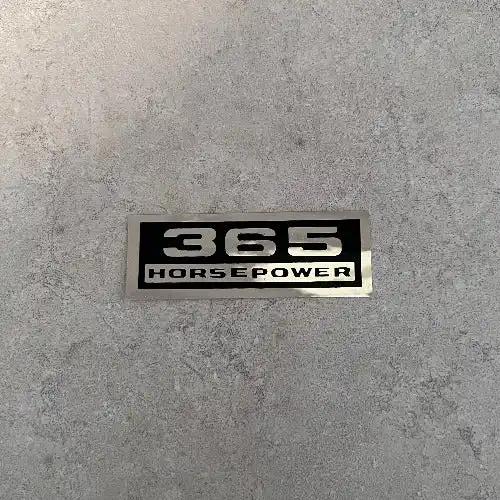 Pair 365 Horsepower Decals Valve Cover 1960s Chevrolet Chevy Various Models Relics stored safely for decades and each measures measures approx 1.25 x 3 in