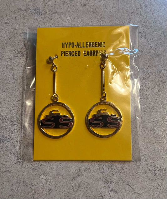 Impala SS Gold Color Earrings Logo Pair Post Hypo Allergenic Accessories EXC Relic has been store safely away for decades and will be a great compliment to your classic